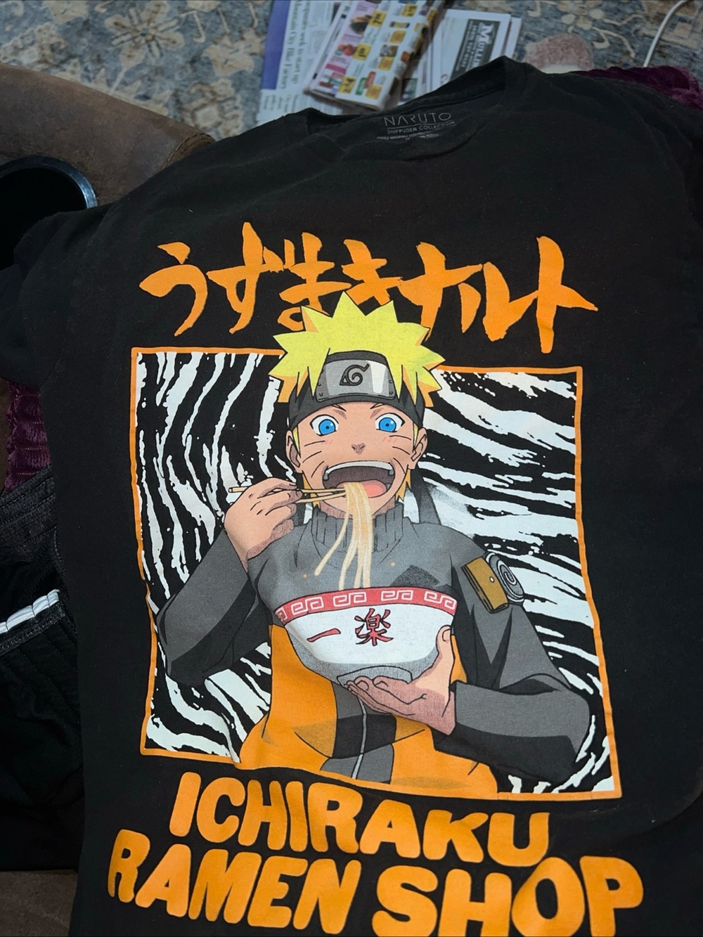 NARUTO Shirt Ichiraku Ramen Shop Graphic T Shirt Mens S Black Short Sleeve Anime